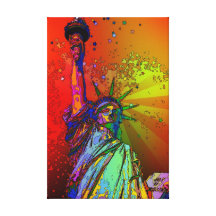 Psychedelic NYC Rainbow Colour Statue of Liberty 1 Gallery Wrapped Canvas