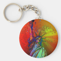 Psychedelic NYC Rainbow Colour Statue of Liberty 1 Key Chains