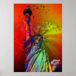 Psychedelic NYC Rainbow Colour Statue of Liberty 1 Print