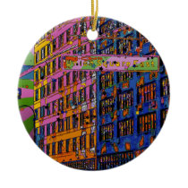 Psychedelic NYC: Union Square Building, St Sign A1 Christmas Tree Ornaments
