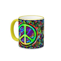 Psychedelic Peace Sign Mugs