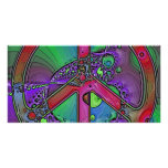 psychedelic peace sign photo card template