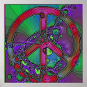 psychedelic peace sign poster posters