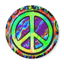 Psychedelic Peace Sign Refrigerator Magnet