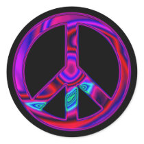 Psychedelic Peace Round Stickers