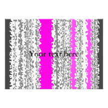 Psychedelic pink and grey stripes personalized invitations