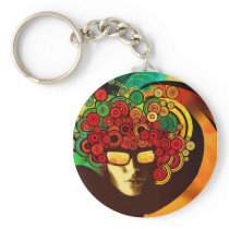 psychedelic pop art key chain