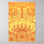 Psychedelic Poster: Orange Fractal Explosions posters