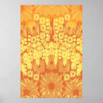 Psychedelic Poster: Orange Fractal Explosions