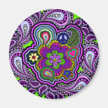 Psychedelic Purple Paisley Magnet
