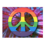 Psychedelic RainBow Peace Symbol Postcard