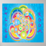 Psychedelic Retro Star Power Poster Print