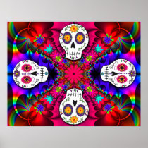 Psychedelic Skulls Poster