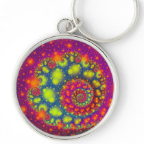 Psychedelic Spiral Neon Decorative Abstract Art Key Chain