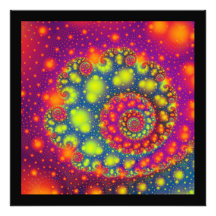Psychedelic Spiral Neon Decorative Abstract Art Photographic Print