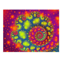 Psychedelic Spiral Neon Decorative Abstract Art Post Cards