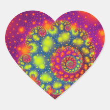 Psychedelic Spiral Neon Decorative Abstract Heart Heart Sticker