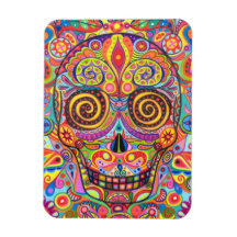 Psychedelic Sugar Skull Premium Magnet