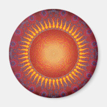 Psychedelic Sun: Spiral Fractal Design Refrigerator Magnets
