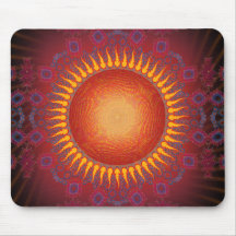 Psychedelic Sun: Spiral Fractal Design: Mousepad