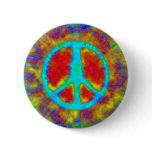 Psychedelic Tie Dye Peace Sign Button