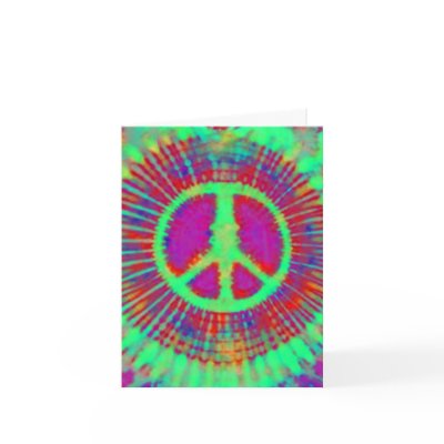 Psychedelic Tie-Dye Peace Sign Greeting Card by makelovenotwar