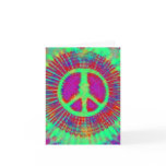 Psychedelic Tie-Dye Peace Sign Greeting Card