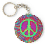 Psychedelic Tie-Dye Peace Sign keychains