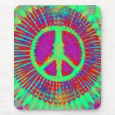 Psychedelic Tie-Dye Peace Sign Mouse Pad by makelovenotwar
