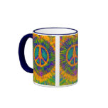 Psychedelic Tie Dye Peace Sign mugs