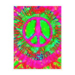 Psychedelic Tie Dye Peace Sign postcards