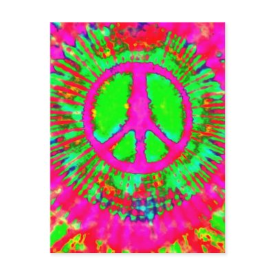 Psychedelic Tie Dye Peace Sign Postcard by makelovenotwar