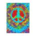 Psychedelic Tie Dye Peace Sign postcards