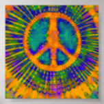 Psychedelic Tie Dye Peace Sign posters