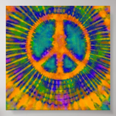 Psychedelic Tie Dye Peace Sign Print by makelovenotwar
