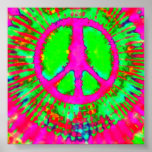 Psychedelic Tie Dye Peace Sign posters