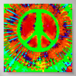 Psychedelic Tie Dye Peace Sign posters