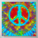 Psychedelic Tie Dye Peace Sign posters