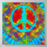 Psychedelic Tie Dye Peace Sign posters