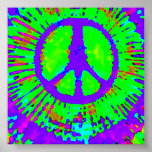 Psychedelic Tie Dye Peace Sign posters