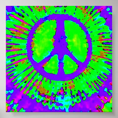 Psychedelic Tie Dye Peace Sign Print by makelovenotwar