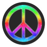 Psychedelic Tie-Dye Peace Sign Stickers (Black)