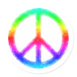 Psychedelic Tie-Dye Peace Sign Stickers (White)