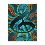 Psychedelic Treble Clef / G Clef Music Symbol Postcards