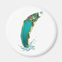 Psychedelic Trout Fishing Fridge Magnets