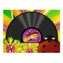 Psychedelic Vinyl Record Personalised Postcards