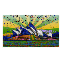 Psychedelic World: Sydney Australia Skyline A2 Business Card Template