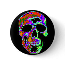 Psychedellic Skull Pinback Button