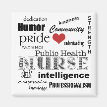 Public Health Nurse Attributes-Black on White Fridge Magnet