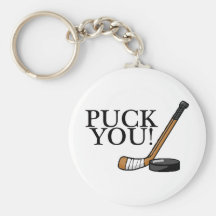 Puck You Hockey Stick and Puck Keychain